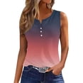 thumbnail image 5 of Giftesty Tank Tops for Women 2024 Summer Gradient Button Round Neck Sports Tank Top for Outwear with Bottom Short Top Round Neck Tank Top, 5 of 7