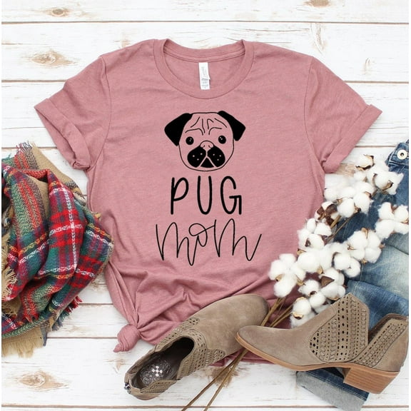 Pug Mom T-shirt Christmas Gift For Pet Owner Women's Breed Tee Adoption Shirt Rescuer Tshirt Dog Lover Shirts Paw Mama Top