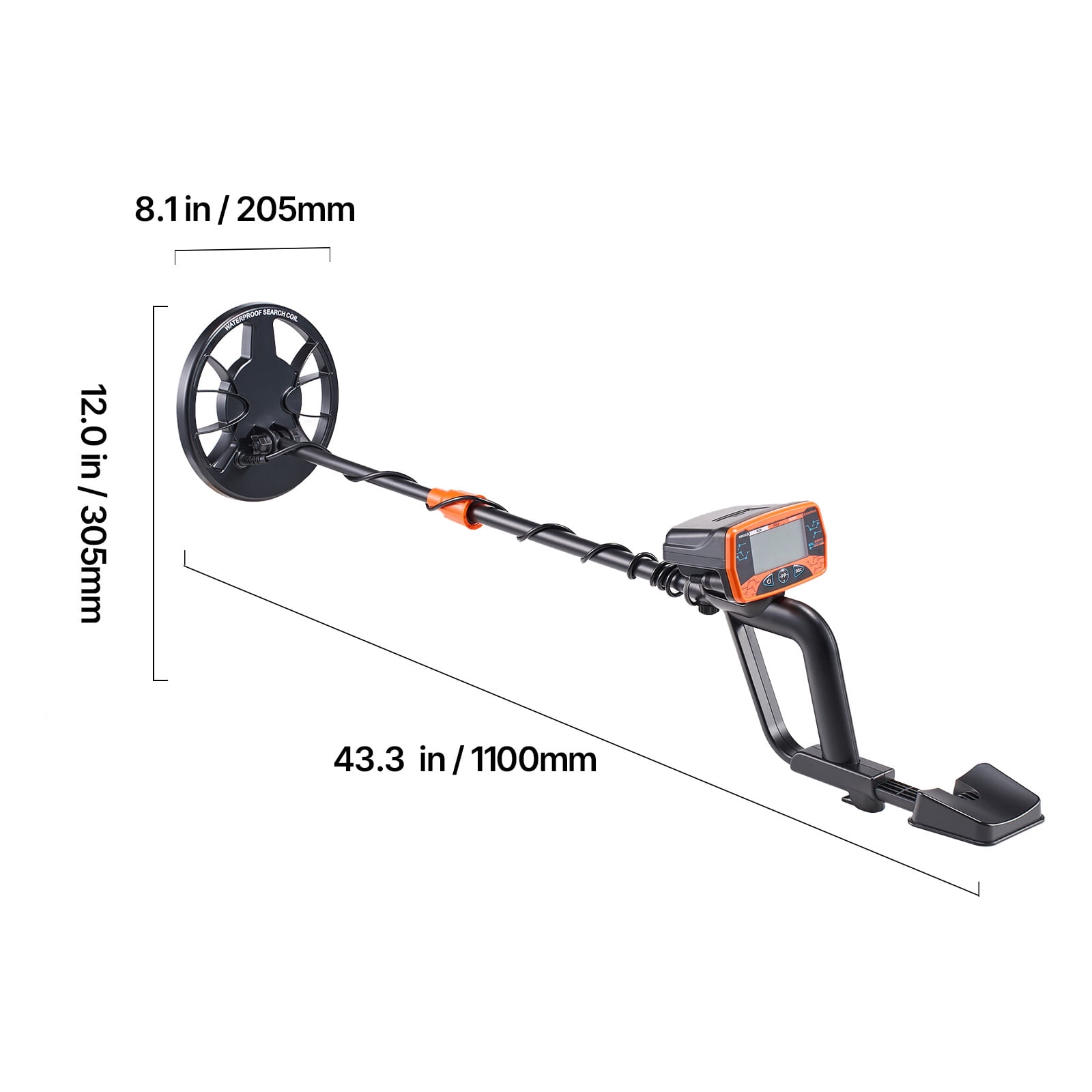 KFFKFF Metal Detector for Adults, 8" High-Precision Gold Finder, Waterproof Search Coil with Display, Headphones, 3 Modes, Adjustable Length, Ideal for Gold and Treasure Hunting