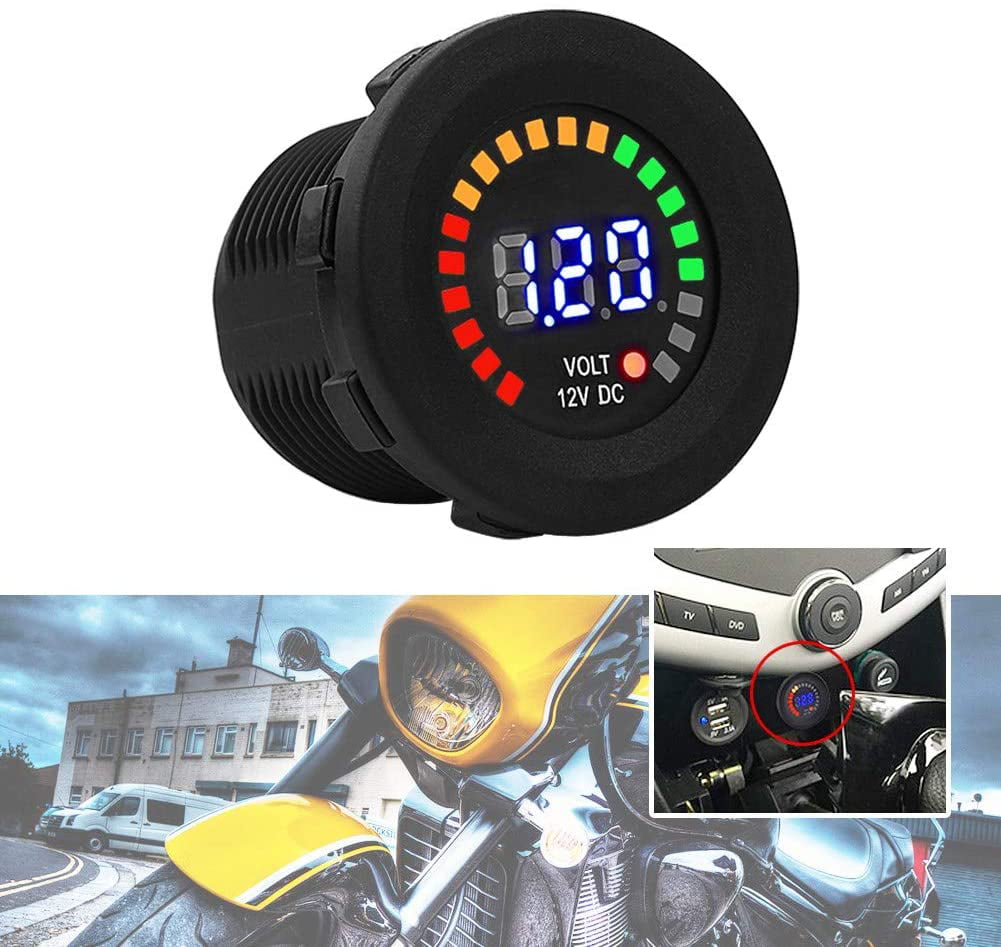12V Motorcycle Mini LED Light Display Voltmeter Voltage Meter Guage Volt Tester 