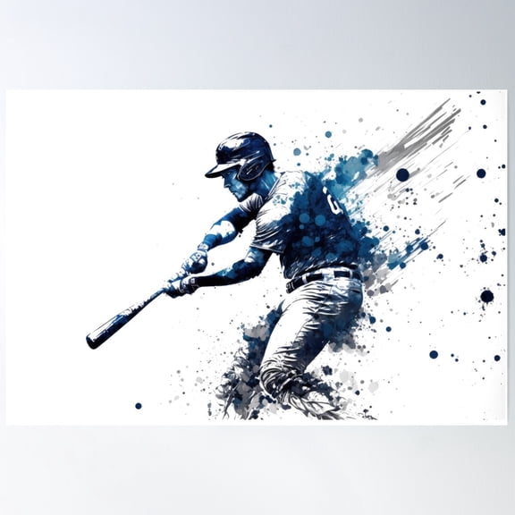 Sports Baseball Player Swing Bat Poster Wall Art, Modern Wall Decor For Living Room Bedroom, 8x12 UNFRAMED