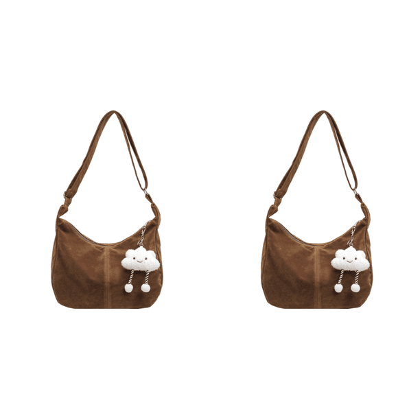 Bolso Gamuza Con Forma Media para Mujer Correa Ajustable Hobo (caqui)