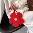 thumbnail image 2 of Bolsos de hombro de punto para mujer, bandolera de flores de paja para la playa, monedero para teléfono (rojo) Likrtyny Para estrenar, 2 of 9