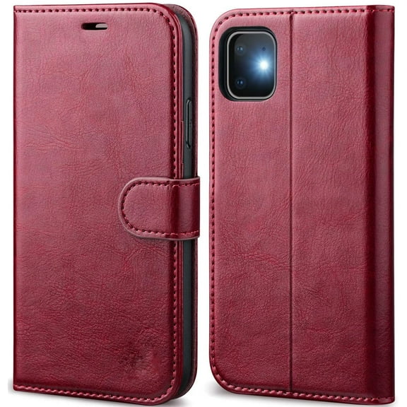 Leather Wallet Magnetic Flip Case with strap and picture slot (Wine Red) Cover For iPhone 6 Plus
