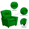 thumbnail image 4 of Flash Furniture Chandler Contemporary Green Vinyl Kids Recliner with Cup Holder, 4 of 14
