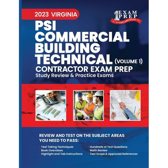 2023 Virginia PSI Commercial Building Technical Contractor: Volume 1: Study Review & Practice Exams