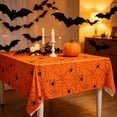 thumbnail image 6 of Halloween Tablecloth with Spiderweb Design - Waterproof Plastic - 107.87x53.94in - Black & White, 6 of 6