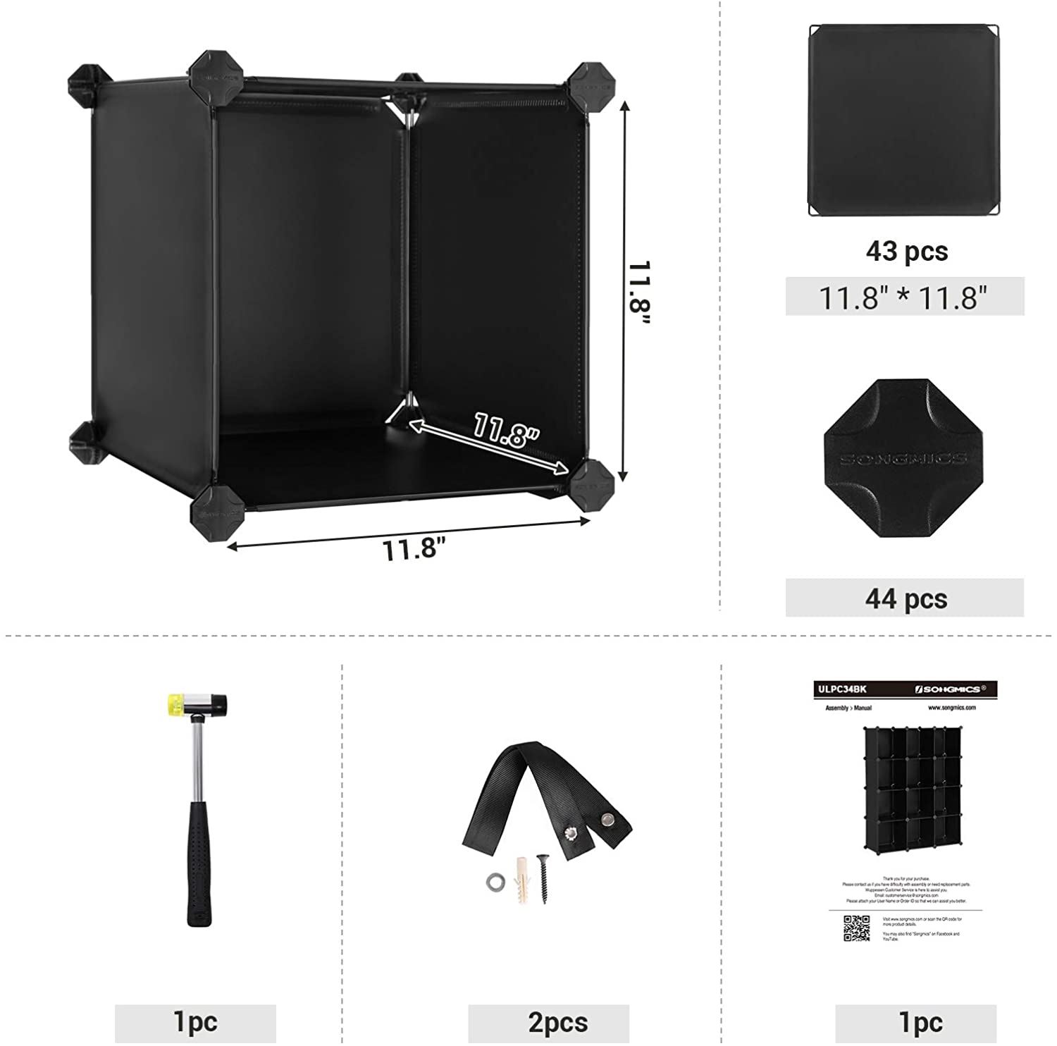SONGMICS DIY 12-Cube Storage Organizer, Black photo 3