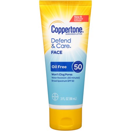 Coppertone Defend & Care Oil Free Sunscreen Face Lotion ...