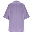 thumbnail image 5 of BRGZLK Women's Linen Shirts Fashion Button Down V Neck Solid Color Loose Fit 3/4 Sleeve Trendy Comfy Blouse Casual Vacation Outfits Purple XL, 5 of 6