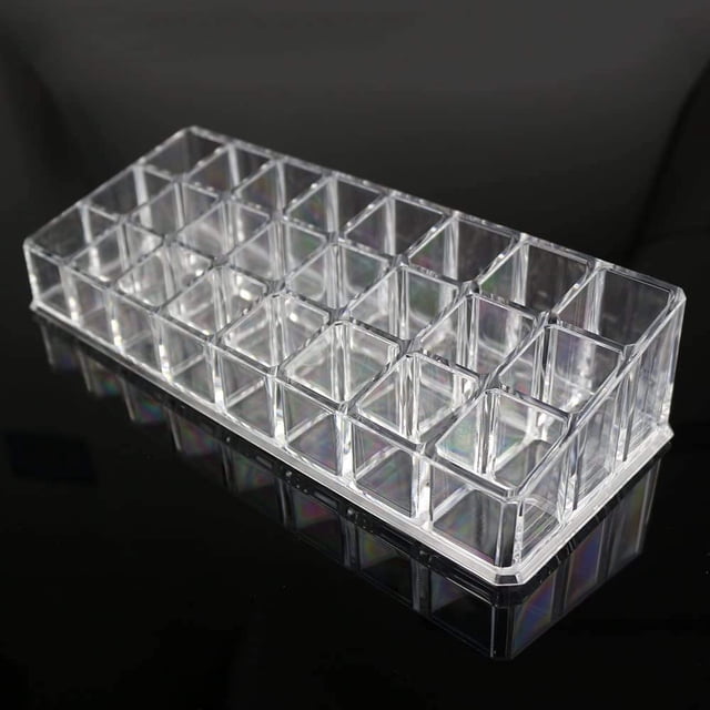 Organizador de maquillaje acrílico transparente de 24 compartimentos para guardar pinceles y botellas de brillo y lápiz labial de primera calidad