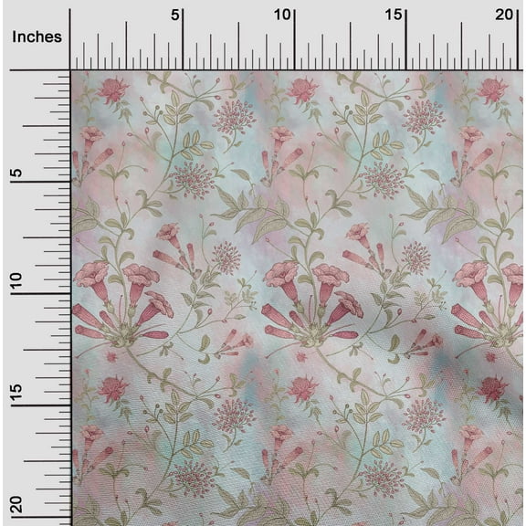 oneOone Cotton Flex Rose Pink Fabric Leaves & Flower Diy Clothing Quilting Fabric Print Fabric By Yard 40 Inch Wide