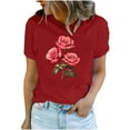 thumbnail image 2 of SOOMLON Valentine's Day Outfits Women Couple Valentines Gift Loose Short Sleeve Crew Neck Shirts Cute Heart Print Tshirts Trendy Valentines Clothes 2025 Red XL, 2 of 5