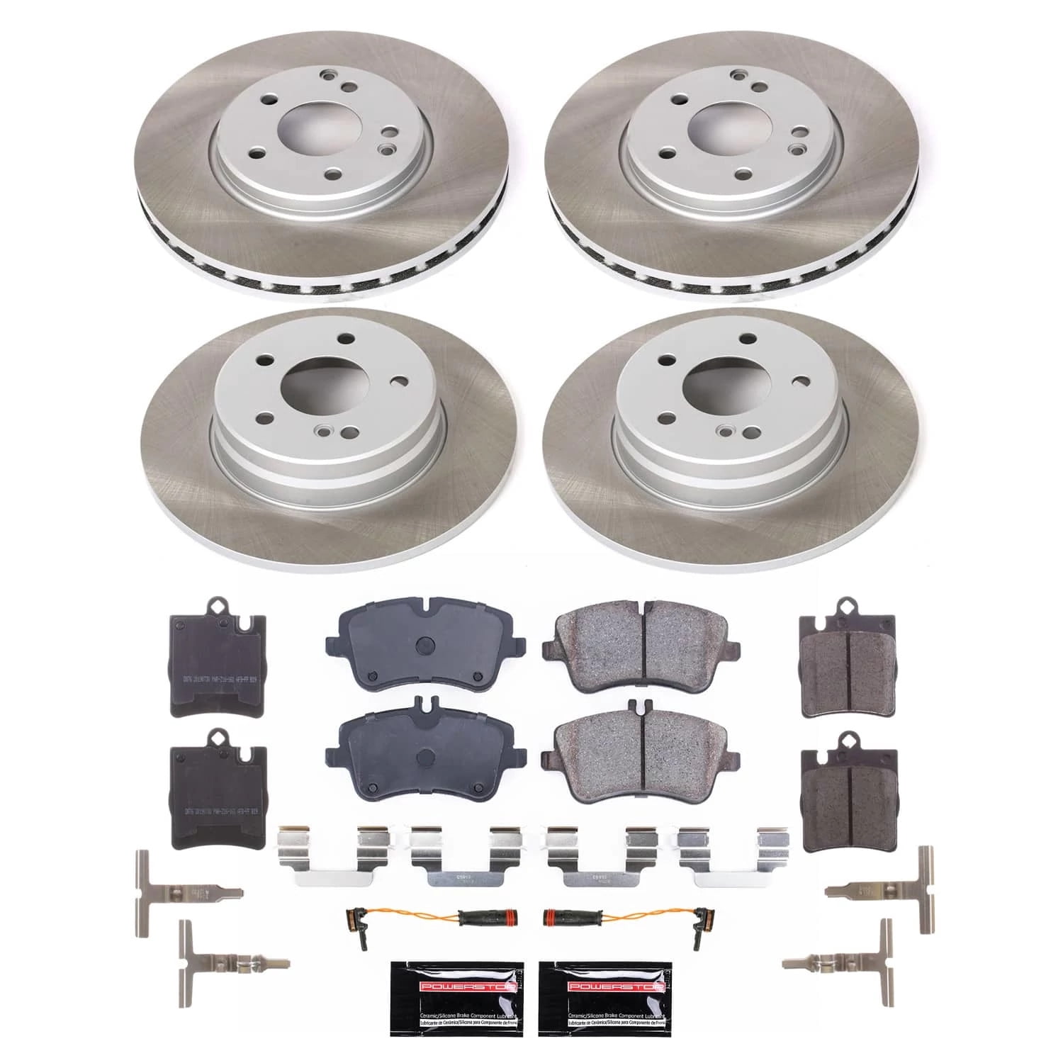PowerStop Front and Rear Semi-Coated Rotor and Low-Dust Ceramic Brake Pad Kit SC2783