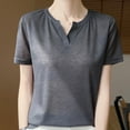 thumbnail image 2 of LNWUY Womens Summer Knit Tops Short Sleeve Shirts V Neck Basic Tees Comfy Soft T Shirts Casual Trendy Spring Fashion Clothes Gray XL, 2 of 5