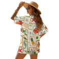 thumbnail image 2 of FKEKYI Art Flower Palm Tree Print Womens 2 Pcs Short Set Open Front Shirt Top Summer Outfits Shorts with Elastic Waist Beachwear Breathable Lounge Set Resort Wear, XL, 2 of 7