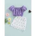 thumbnail image 2 of Franhais Girl Two Pieces Outfits Set, Elastic Solid Color Crop Tops+ Floral Lace High Waist Skirt, 2 of 9