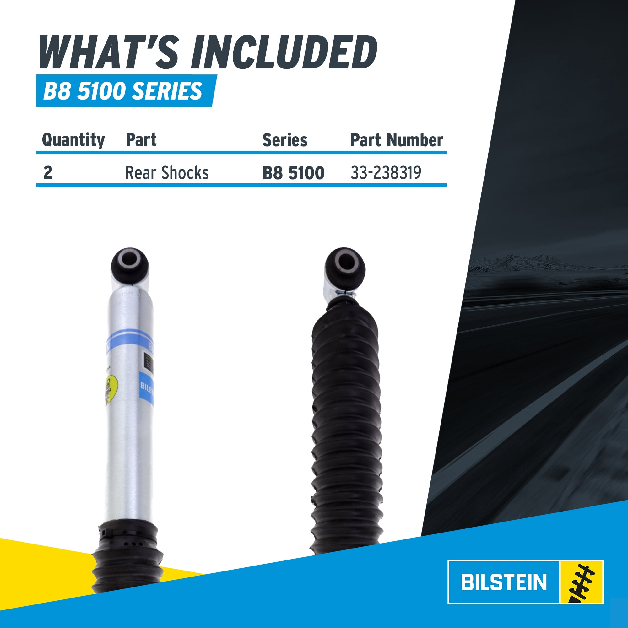 Bilstein Pair of Rear B8 5100 Series Shocks Compatible with 2014-2018 Silverado / Sierra 1500 with 0-1" Rear Lift