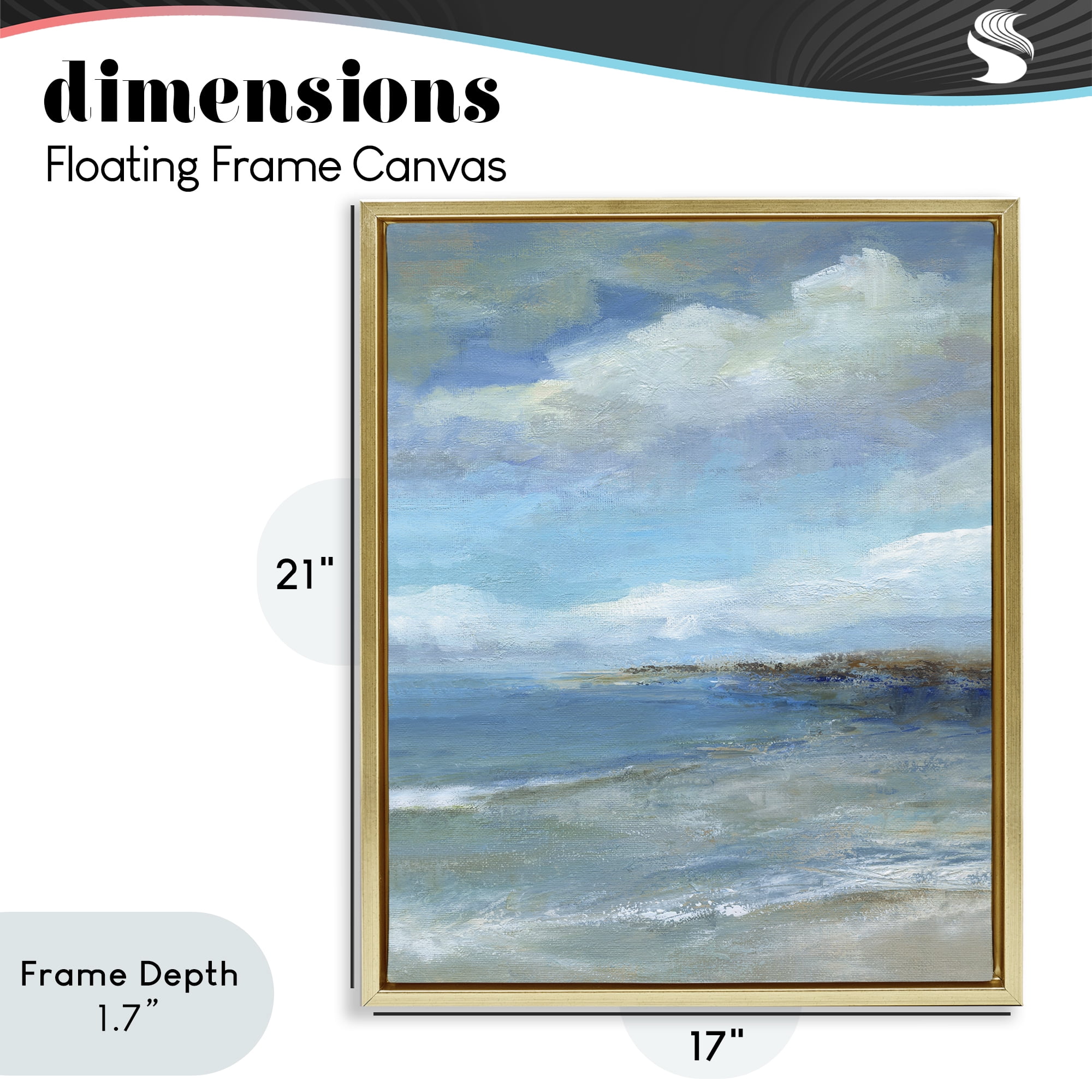 Stupell Industries Shore's Calm Breeze Gold Framed Floater Canvas Wall Art, design by Carol Robinson
