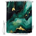 thumbnail image 2 of Shower Curtains for Bathroom, Teal Marble Waterproof Fabric Shower Curtain, Modern Green Golden Abstract Ombre Texture Decorative Bathroom Curtain for Bathtub, 72"x84", No Hooks Included, 2 of 9