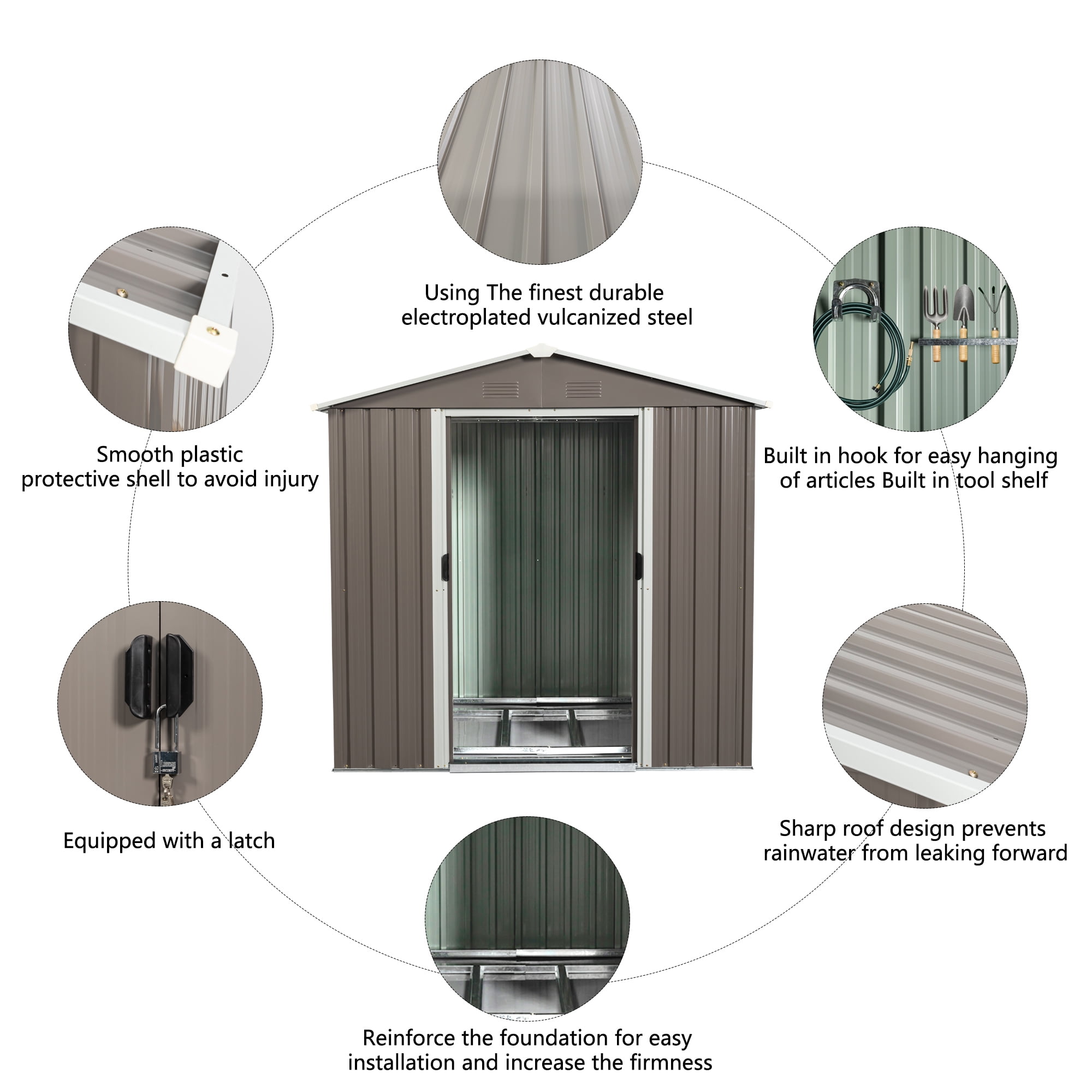 Aimee Lii 72"x46" Metal Outdoor Storage Shed, Utility Tool Shed Storage House, Metal Sheds Outdoor Storage for Backyard Garden Patio Lawn, Gray Aimee Lii 72"x46" Metal Outdoor Storage Shed, Utility Tool Shed Storage House, Metal Sheds Outdoor Storage for Backyard Garden Patio Lawn, Gray