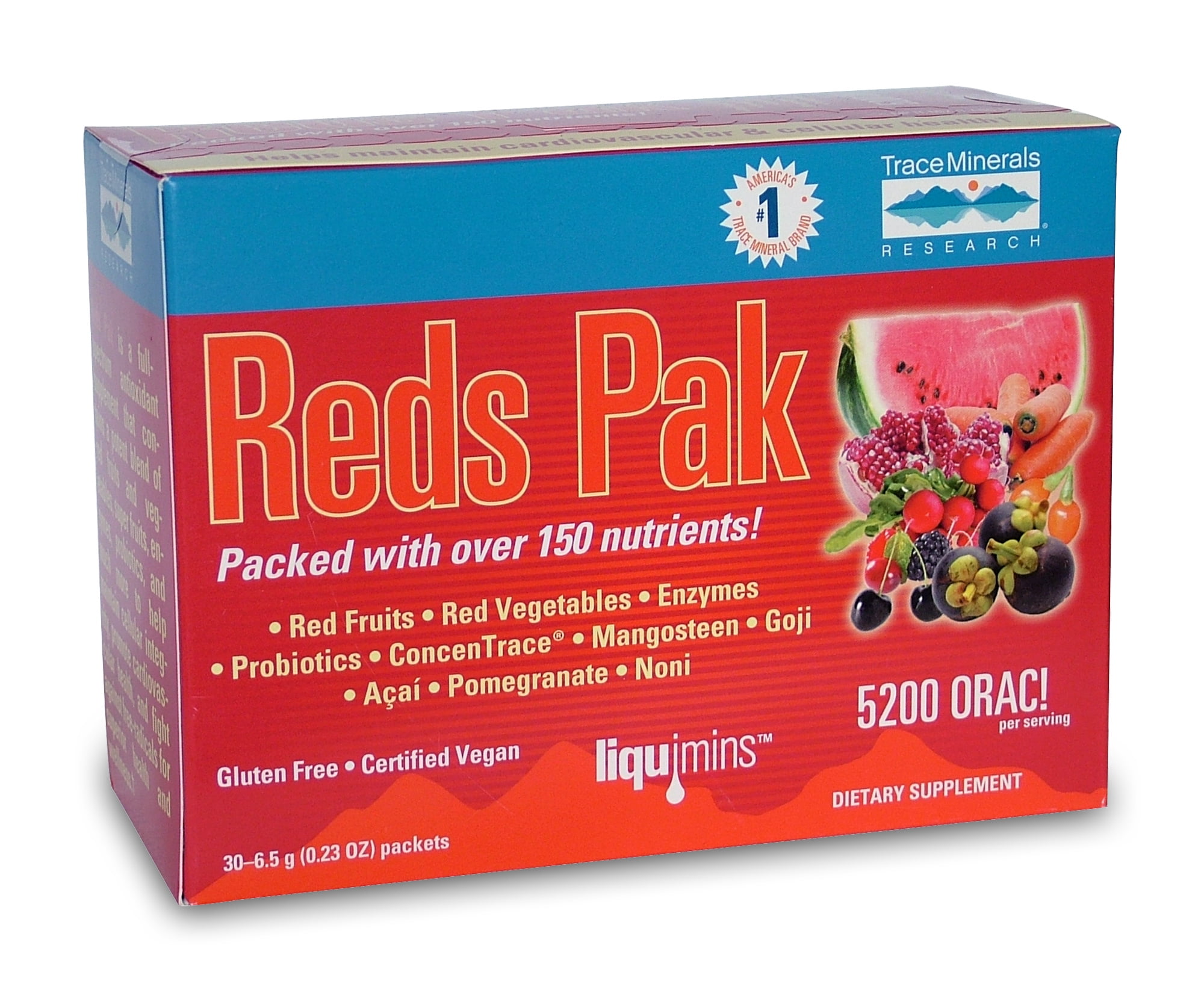 Trace Minerals Reds Pak 30 Pak Whole Red Foods Strong