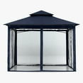 thumbnail image 5 of ABCCANOPY 9'x9' Patio Gazebo With Mosquito Netting and Double Soft Roof Canopies for Shade and Rain,Navy Blue, 5 of 9
