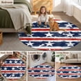 thumbnail image 6 of Independence Day Washable Round Area Rug 5 ft, Watercolor Gradient American Flag Red Blue, Soft Non Slip Rugs Stain Repellent Indoor Felt Carpet for Living Dining Room Bedroom Home Office, 6 of 9