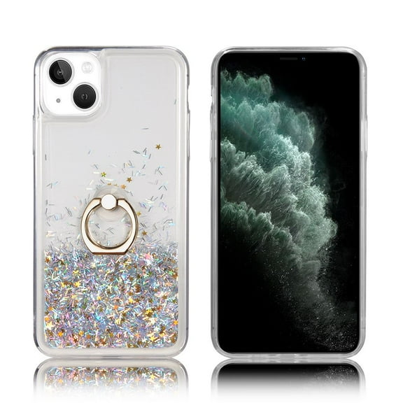 Bemz Waterfall (Liquid Glitter Stand Holder) Case Compatible with iPhone 14 - Silver