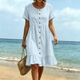 thumbnail image 6 of MYAOYI Womens Summer Casual Short Sleeve Button Down Ruffle Hem Dress Loose Fit Beach Vacation, 6 of 8