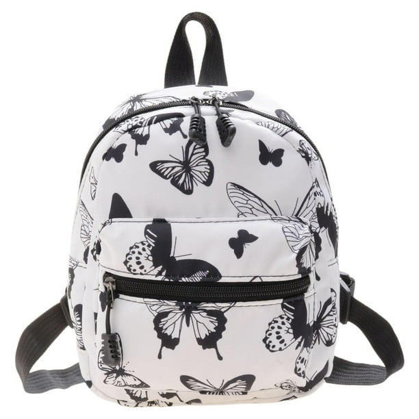 Mochila pequeña de moda, mochilas portátiles para niñas, mochila de mano para mujer, de nailon Mariposa negra