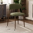 thumbnail image 5 of Dining Chairs Set of 2, LEGAHOME Linen Upholstered Kitchen Chairs with Metal Legs, Modern Dining Room Side Chairs Set with Curved Back for Kitchen Living Room, Green Seat & Walnut Grain Legs, 5 of 8