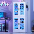 thumbnail image 4 of Homieasy 8-Tier LED Shoe Cabinet with Adjustable Shelves - 67 inch Tall Shoe Racks with Hooks for Entryway, Living Room, 24-32 Pairs,White, 4 of 6