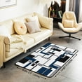 thumbnail image 3 of Area Rug For Living Room,Black And Grey White Navy Blue Rug Washable,Geometric Carpet,Fashion 3D Grid Striped Decorative Accent Rugs For Dining Room, 3 of 6