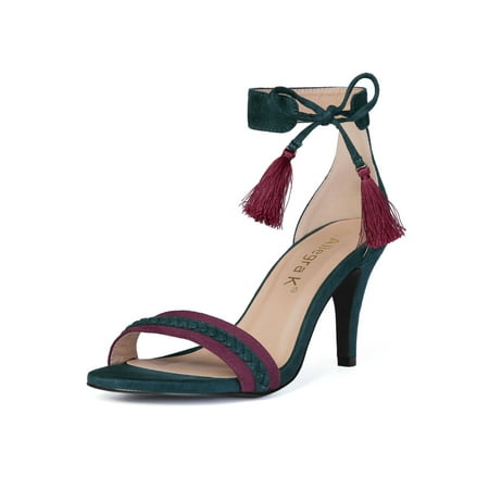 blackish contrast bargains ankle tie unique stilettos tassel