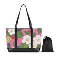 thumbnail image 7 of FORMRS Canvas Laptop Tote Bag for Women with 15.6" Computer Compartments Shoulder Handbag, White Flowers, 7 of 7