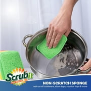 SCRUBIT Cleaning Pads Dual Sided Scouring Pad and Dish Sponge for Utensils and Cookware, 12 Pack
