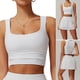 thumbnail image 2 of Wirefree Padded Yoga Bras Gym Running Workout Tank Tops with Built in Pads Women's Square Neck Longline Sports Bra White XL, 2 of 4