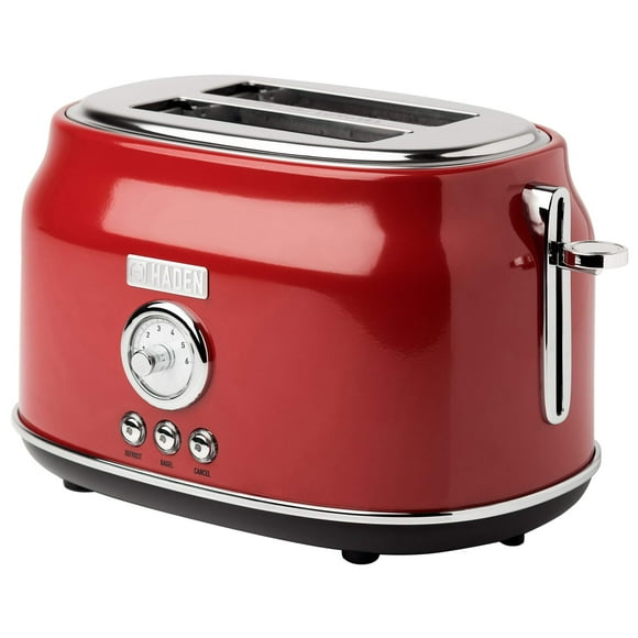 HADEN Dorset Tostadora Retro de Acero Inoxidable con Ranura Ancha para 2 Rebanadas, Roja