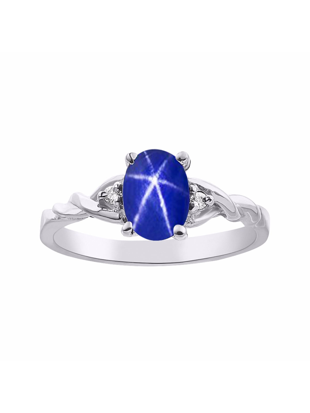 7x5mm Natural AMAZING 6 Ray Blue Star-Sapphire Ring in 925 Silver #35400 