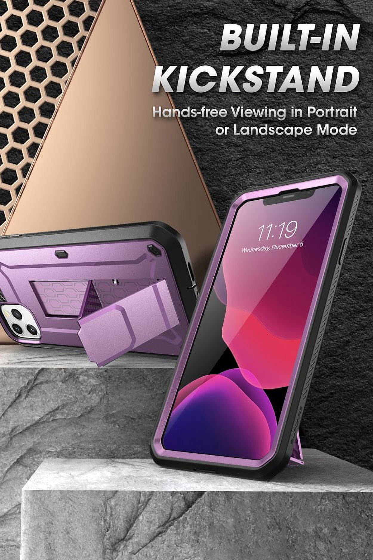 SUPCASE Unicorn Beetle Pro Series Phone Case Designed for iPhone 11 Pro Max 6.5 Inch (2019 Release), Built-in Screen Protector Full-Body Rugged Holster Case (Violte)