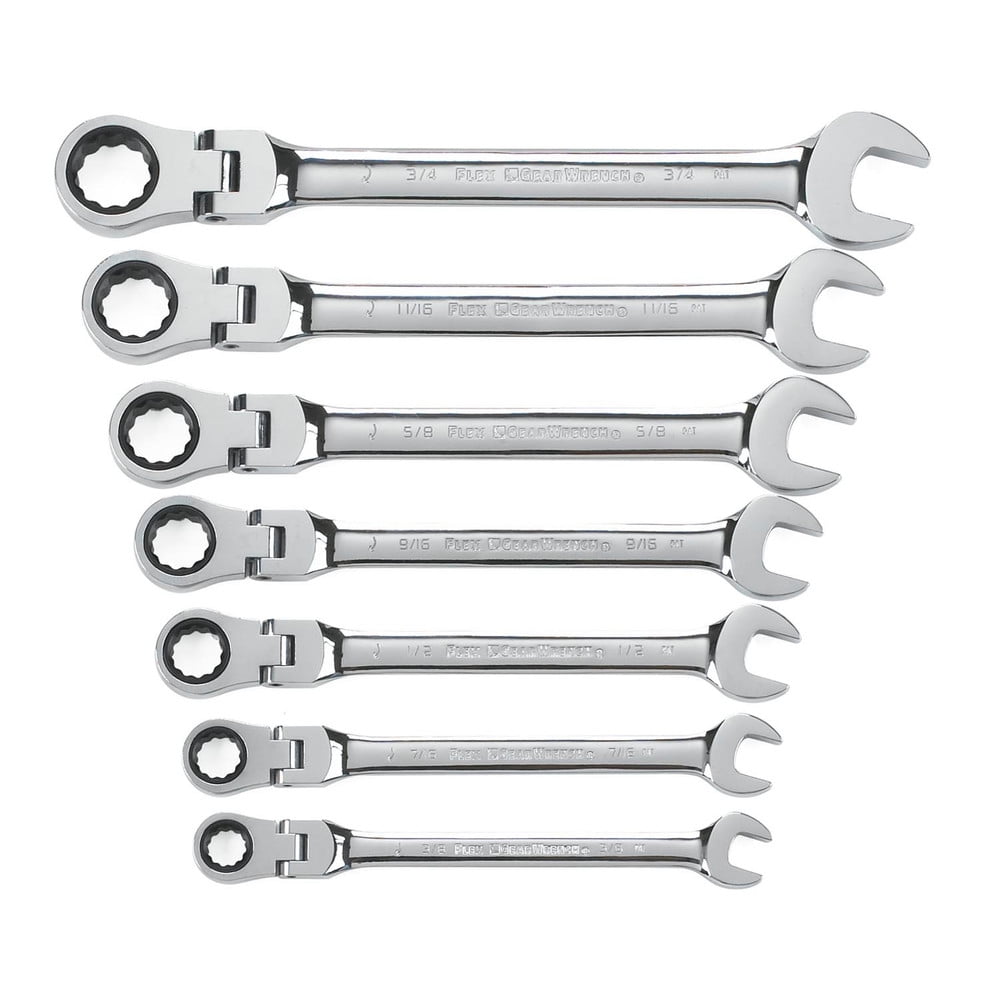 6 PC FLEX SOCKET 6 POINT FLEXIBLE HEAD AND OPEN END SAE WRENCH SET 