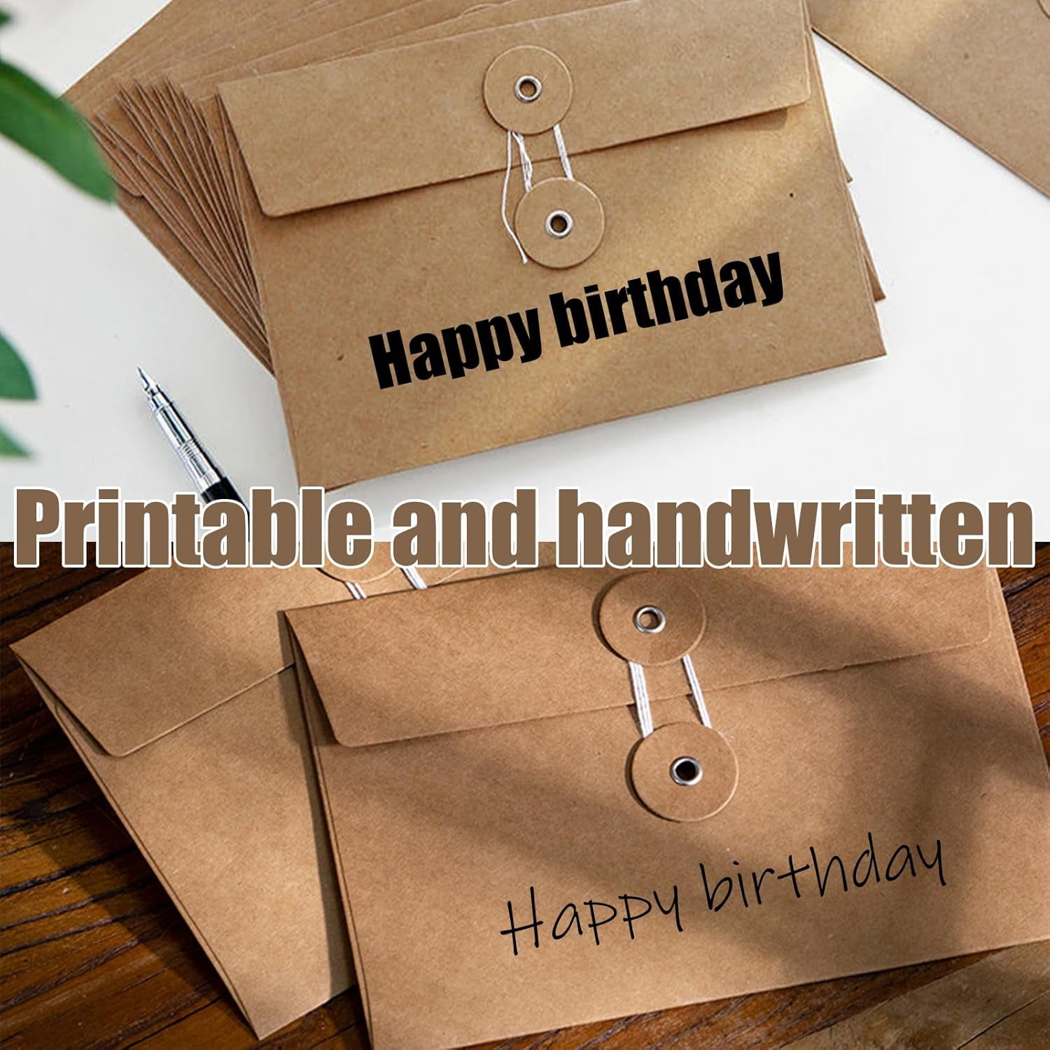 36 Pcs Brown Envelopes 6"x4" with Button and String Closure, String Tie Craft Envelopes, Decorative Vintage Envelopes Pockets for Letters Postcard Greeting Card Invitations (36)