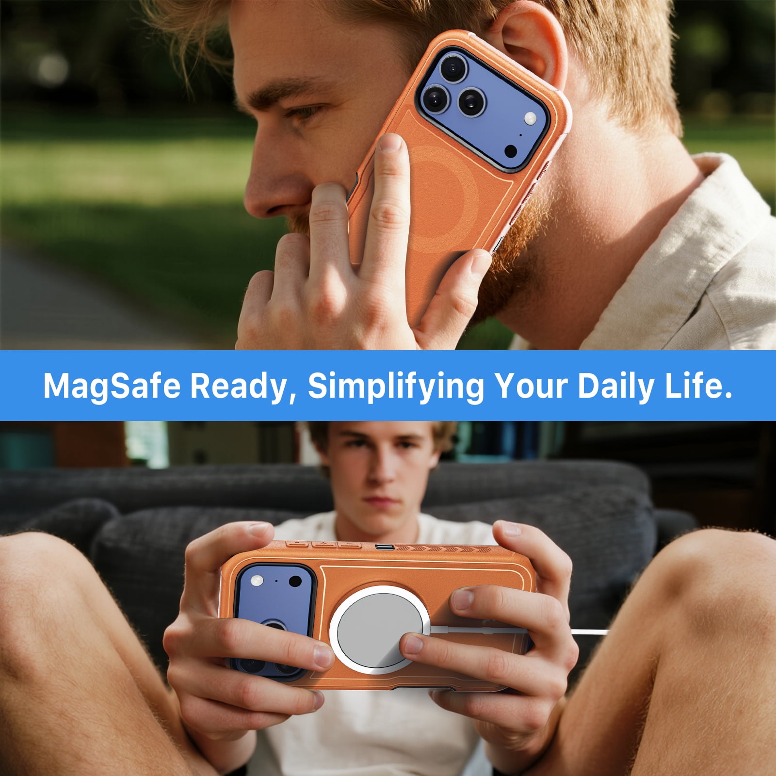 MyBat Pro Magnetic Heavy Duty Rugged Case for iPhone 17 Pro Max, Magsafe Compatible, Shockproof Protective Cover - Orange (No Screen Protector)