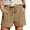 Khaki, variant on Sngxgn Women Casual Cotton Shorts Drawstring Comfy Elastic Waist Shorts Summer Pull On Short with Pockets(Blue,XXL)