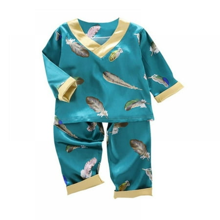 

Best Cottoncandy Baby Boy and Girl Satin Silk Like Stripe Printing Pajamas Toddler Long-Sleeve Pjs Sleepwear Loungwear Outfit Clothes Set