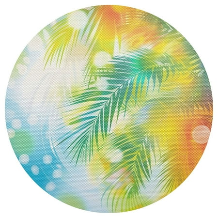 

Ryvnso Shiny Palm Tree Round Plate Mats Dining Table Placemat 1 Piece for Holiday Decoration