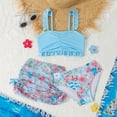 thumbnail image 2 of Tiweut Girls' 3 Piece Set Floral Print Bikini Swimsuit Beach Skirt Ruched Bathing Suit,Sky Blue, 2 of 3