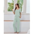 thumbnail image 3 of Ekouaer Womens Pajama Sets Viscose from bamboo Lounge Set Soft Pajamas for Women Set Short Sleeve and Long Pants Sleepwear, 3 of 6