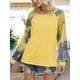 thumbnail image 5 of Camiseta de mujer seitruly Tie Dye Costura impresa manga larga Amarillo M, 5 of 7